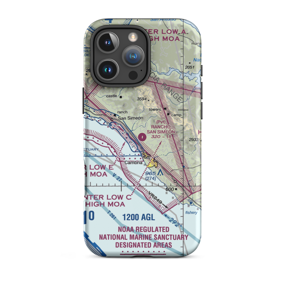 Rancho San Simeon Airport (66CA) VFR Sectional  Tough iPhone Case iPhone 16 Pro Max model shown