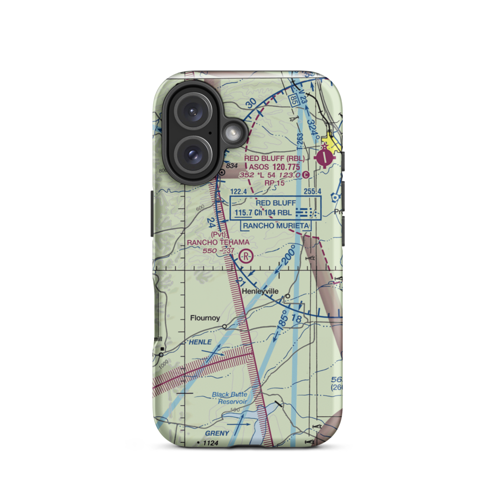 Rancho Tehama Airport (49CN) VFR Sectional  Tough iPhone Case iPhone 16 model shown