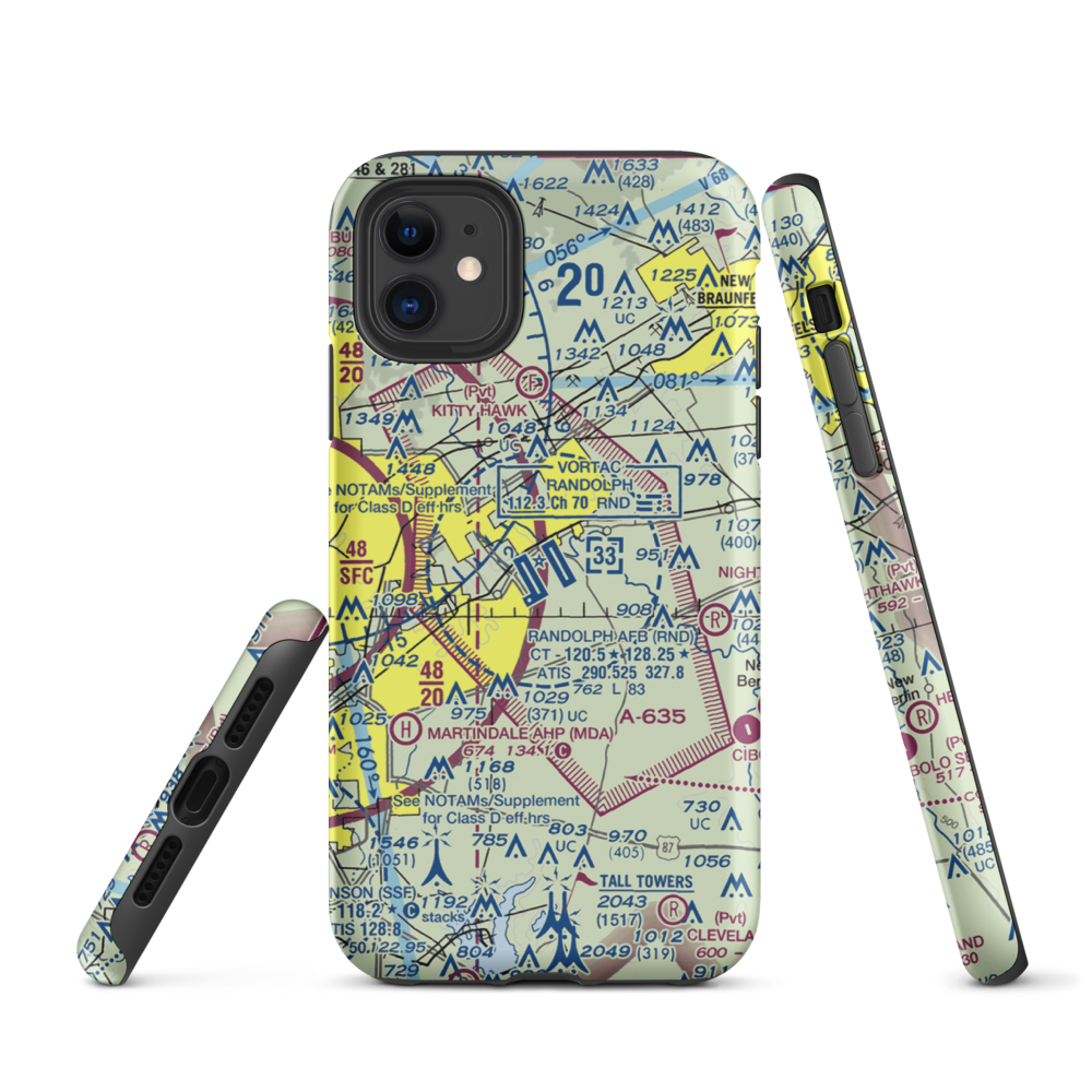 Randolph Air Force Base (RND) VFR Sectional  Tough iPhone Case iPhone 11 model shown