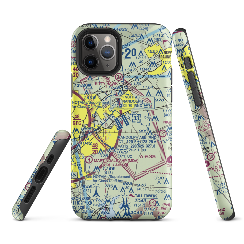 Randolph Air Force Base (RND) VFR Sectional  Tough iPhone Case iPhone 11 Pro model shown