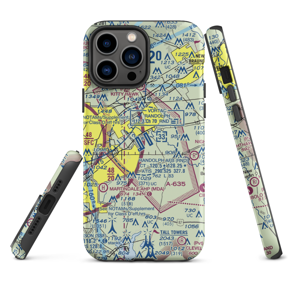 Randolph Air Force Base (RND) VFR Sectional  Tough iPhone Case iPhone 13 Pro Max model shown