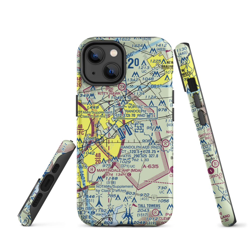 Randolph Air Force Base (RND) VFR Sectional  Tough iPhone Case iPhone 14 model shown