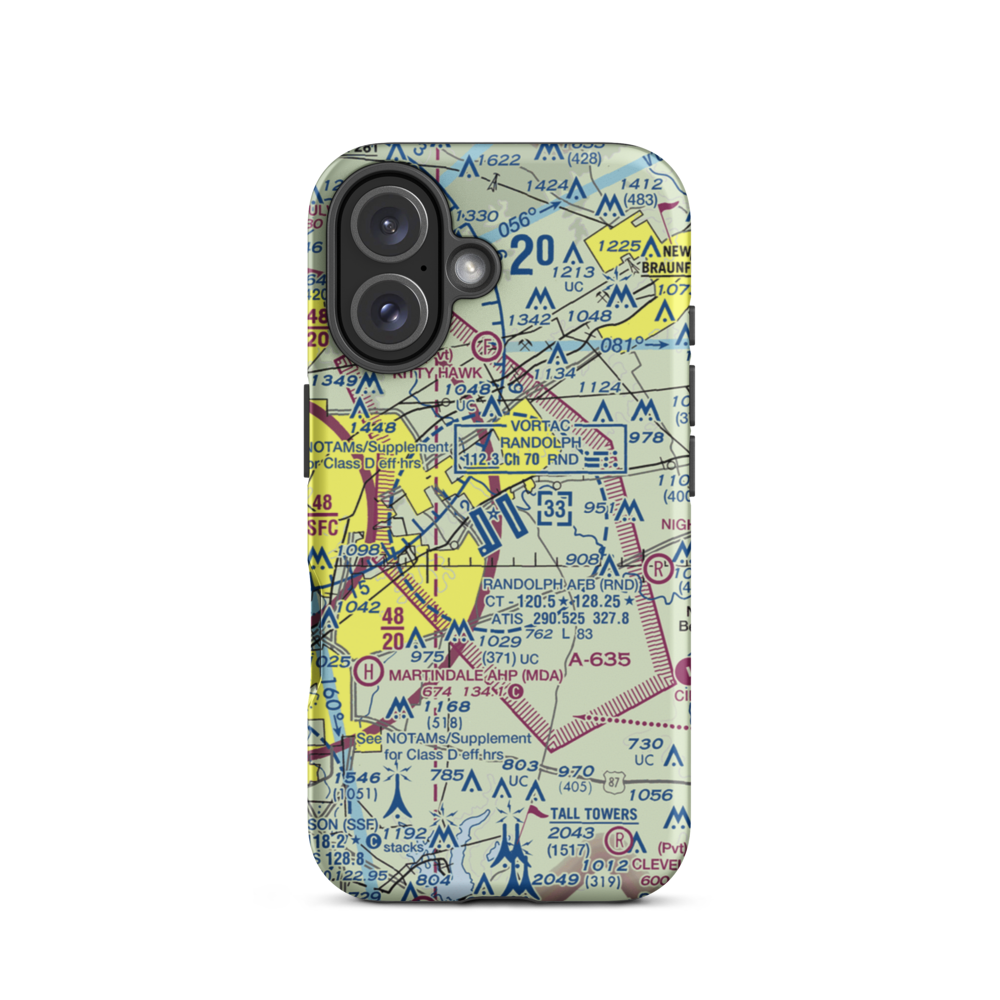 Randolph Air Force Base (RND) VFR Sectional  Tough iPhone Case iPhone 16 model shown