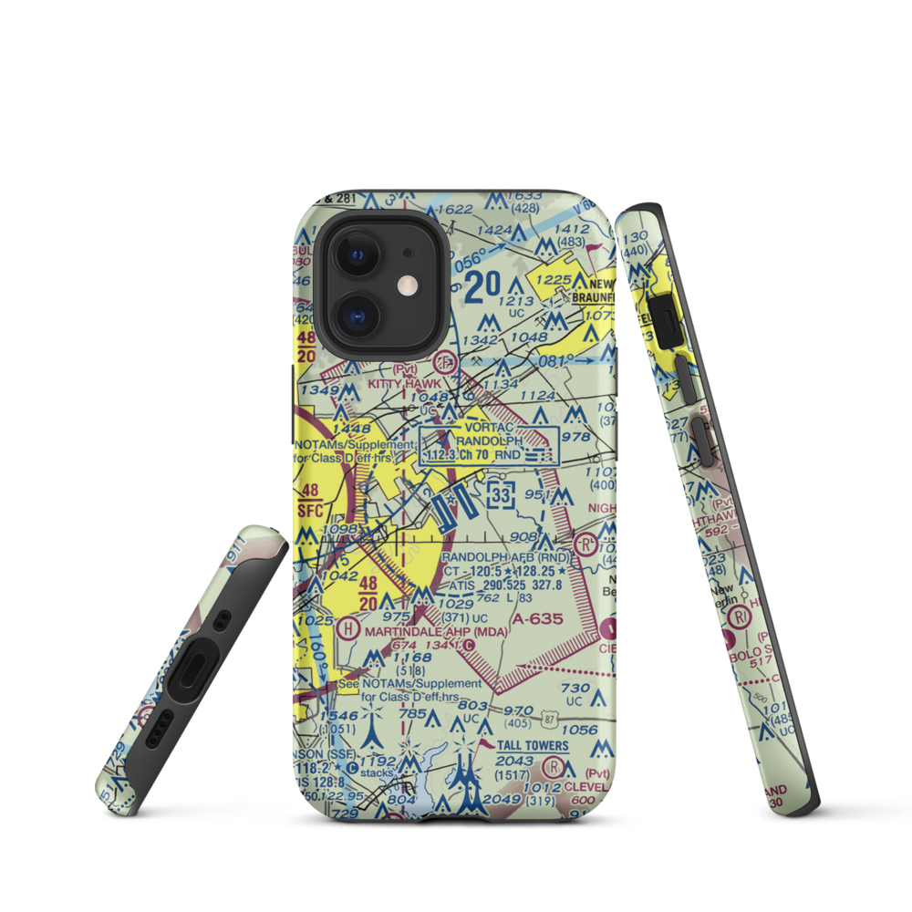 Randolph Air Force Base (RND) VFR Sectional  Tough iPhone Case iPhone 12 mini model shown