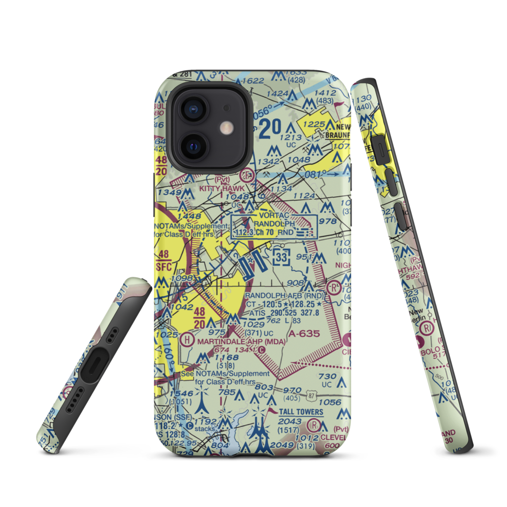 Randolph Air Force Base (RND) VFR Sectional  Tough iPhone Case iPhone 12 model shown
