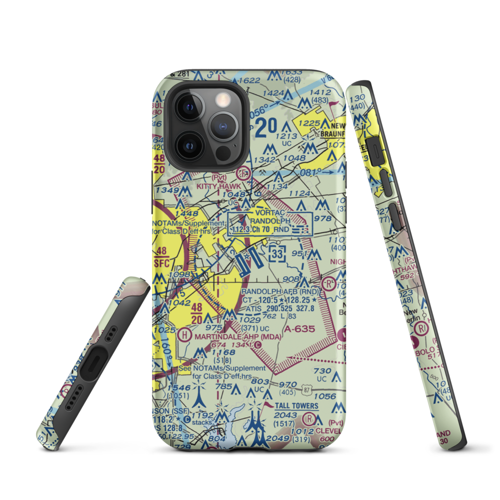 Randolph Air Force Base (RND) VFR Sectional  Tough iPhone Case iPhone 12 Pro model shown