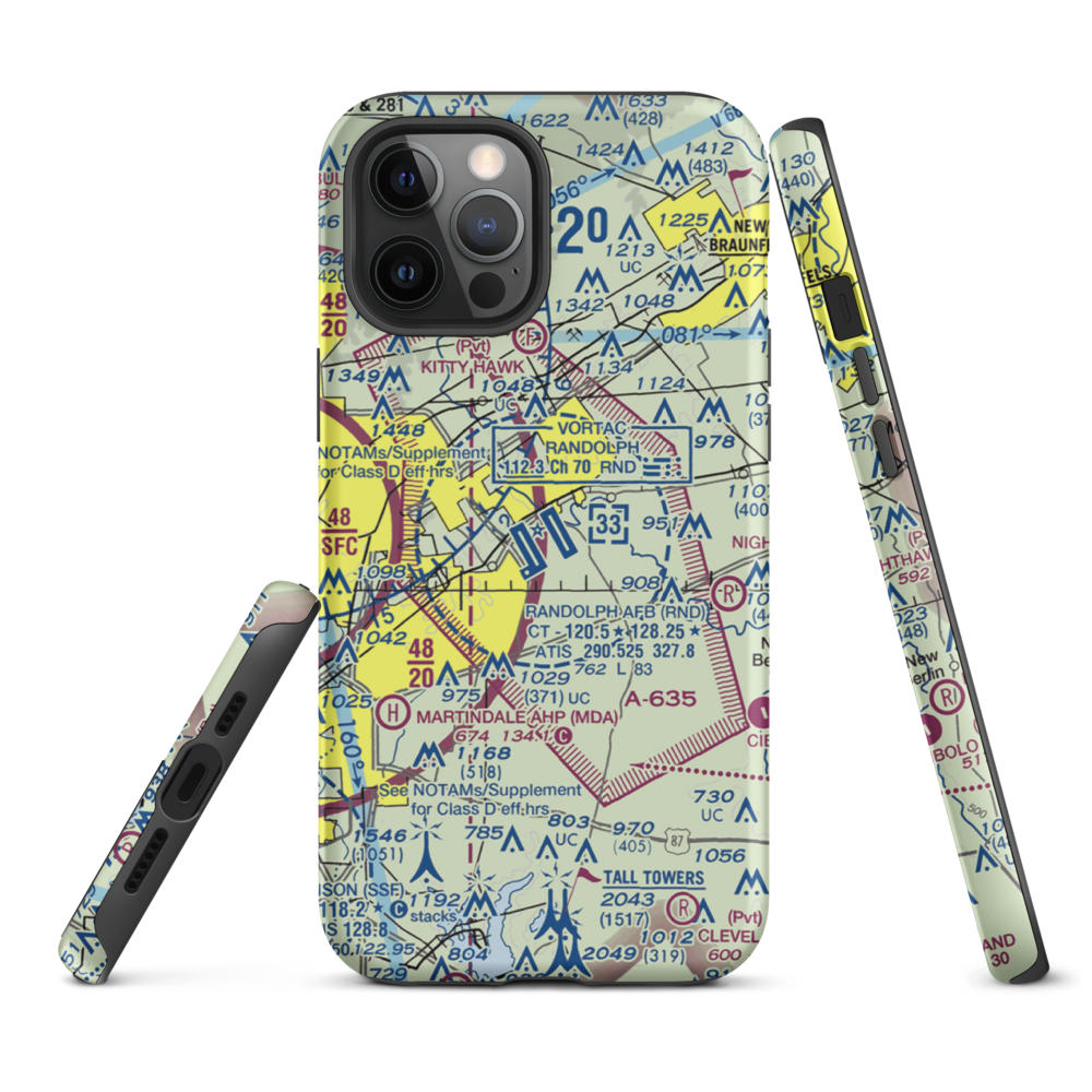 Randolph Air Force Base (RND) VFR Sectional  Tough iPhone Case iPhone 12 Pro Max model shown