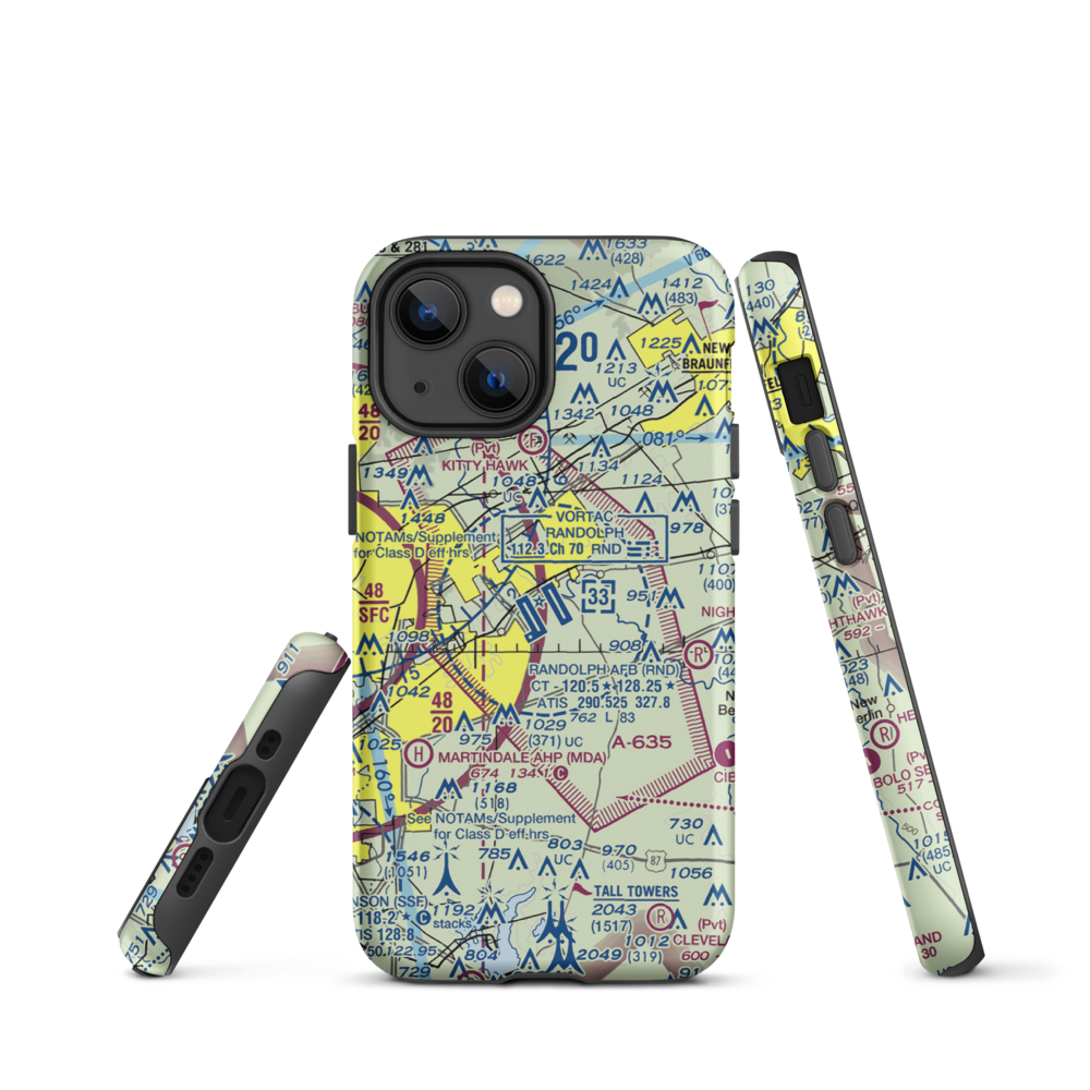 Randolph Air Force Base (RND) VFR Sectional  Tough iPhone Case iPhone 13 mini model shown