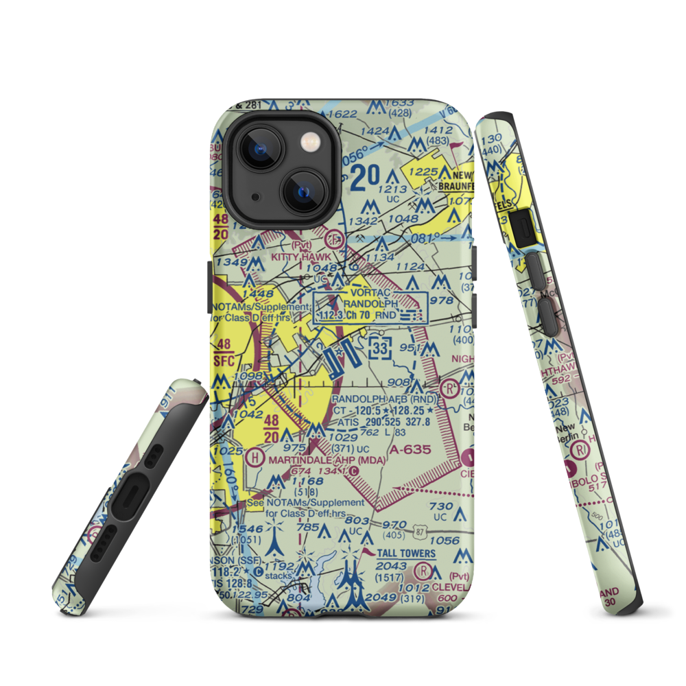 Randolph Air Force Base (RND) VFR Sectional  Tough iPhone Case iPhone 13 model shown