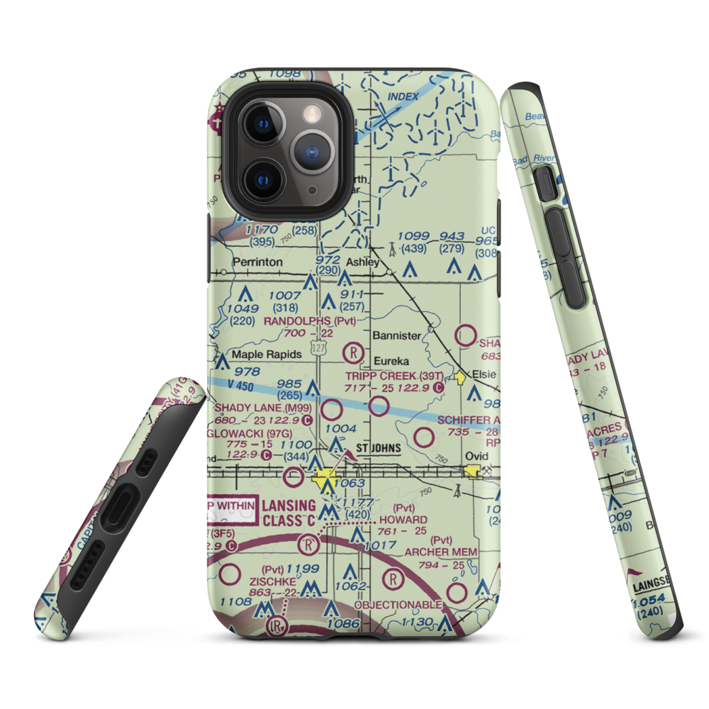 Randolph's Landing Area Airport (61G) VFR Sectional  Tough iPhone Case iPhone 11 Pro model shown