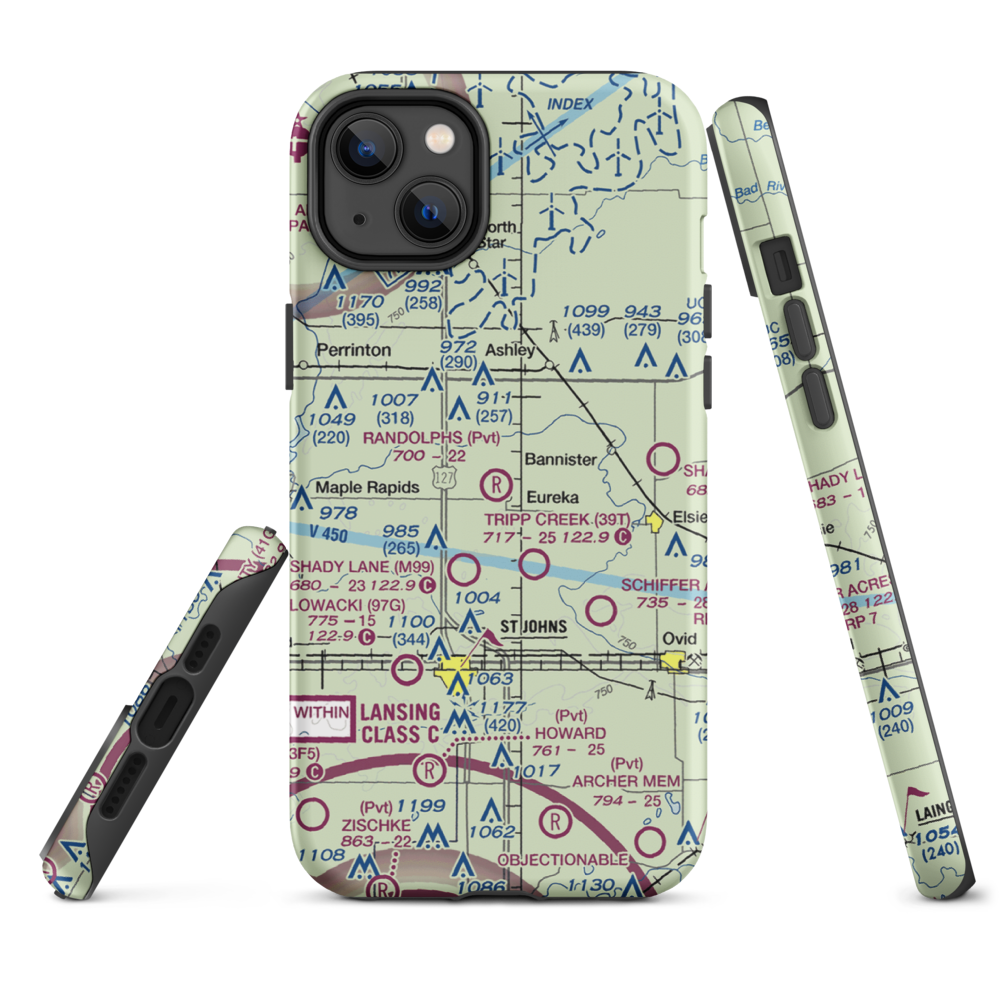 Randolph's Landing Area Airport (61G) VFR Sectional  Tough iPhone Case iPhone 14 Plus model shown