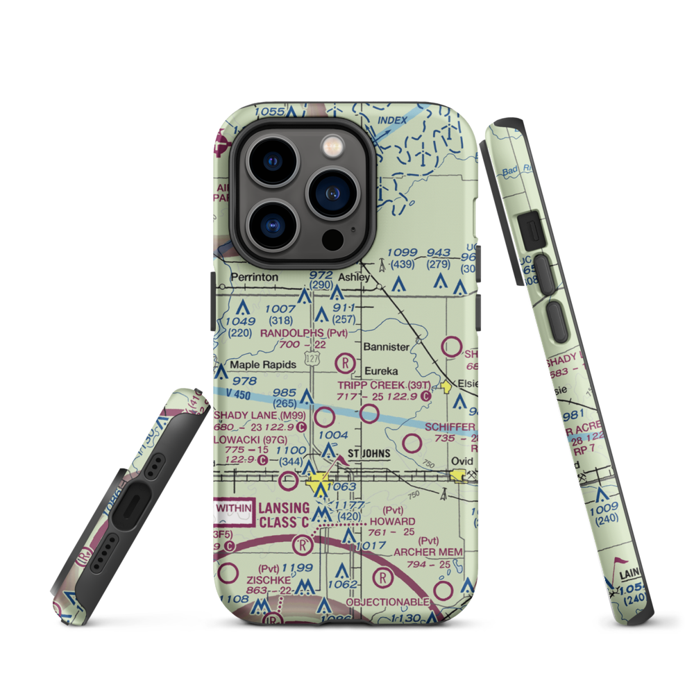Randolph's Landing Area Airport (61G) VFR Sectional  Tough iPhone Case iPhone 14 Pro model shown