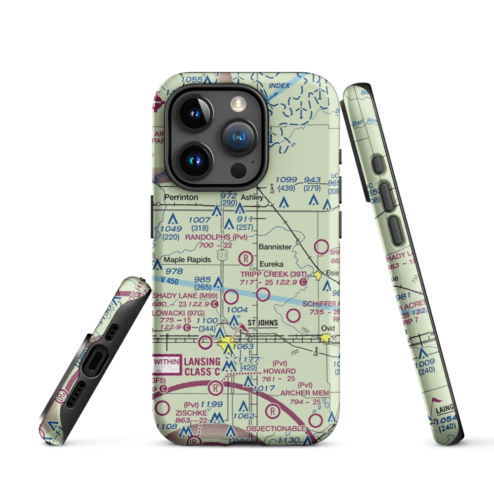 Randolph's Landing Area Airport (61G) VFR Sectional  Tough iPhone Case iPhone 15 Pro model shown