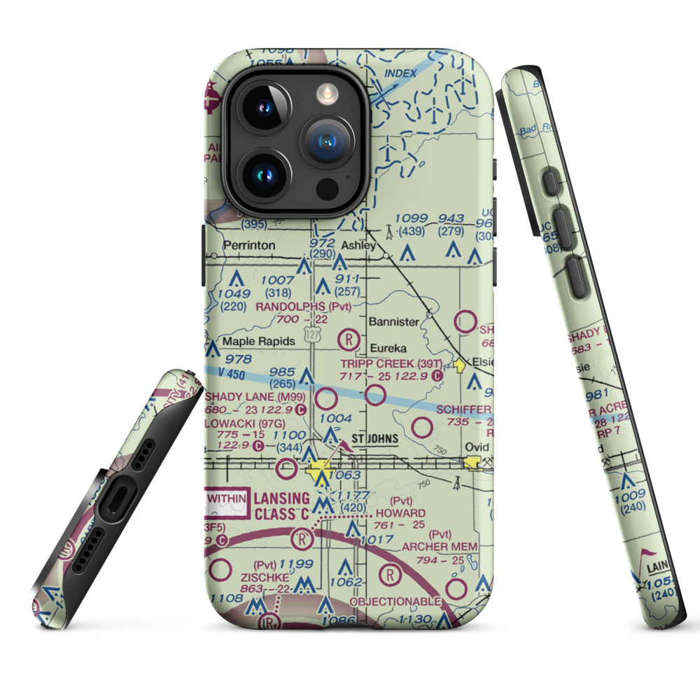 Randolph's Landing Area Airport (61G) VFR Sectional  Tough iPhone Case iPhone 15 Pro Max model shown