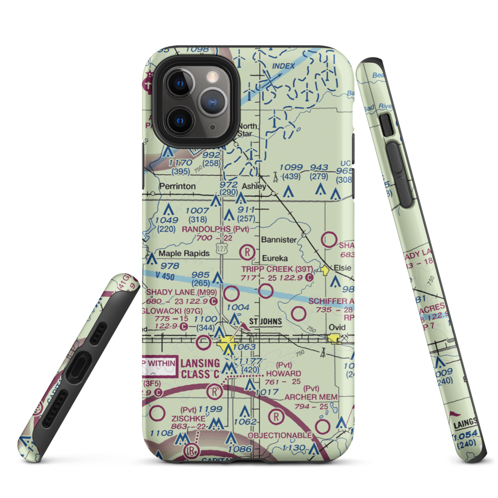 Randolph's Landing Area Airport (61G) VFR Sectional  Tough iPhone Case iPhone 11 Pro Max model shown