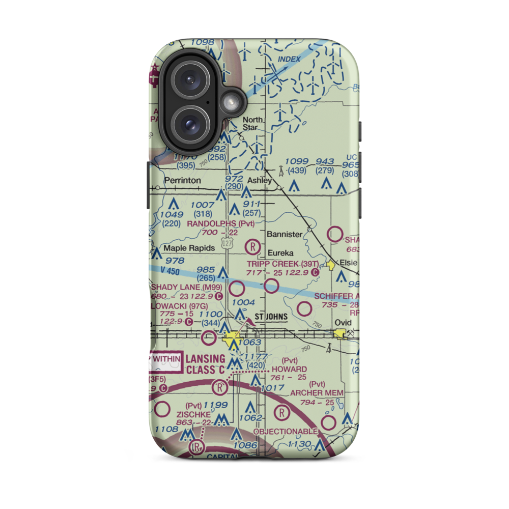 Randolph's Landing Area Airport (61G) VFR Sectional  Tough iPhone Case iPhone 16 Plus model shown