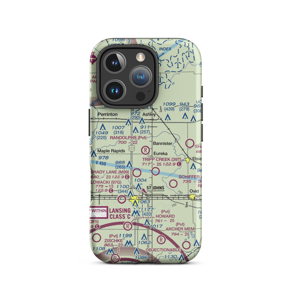 Randolph's Landing Area Airport (61G) VFR Sectional  Tough iPhone Case iPhone 16 Pro model shown