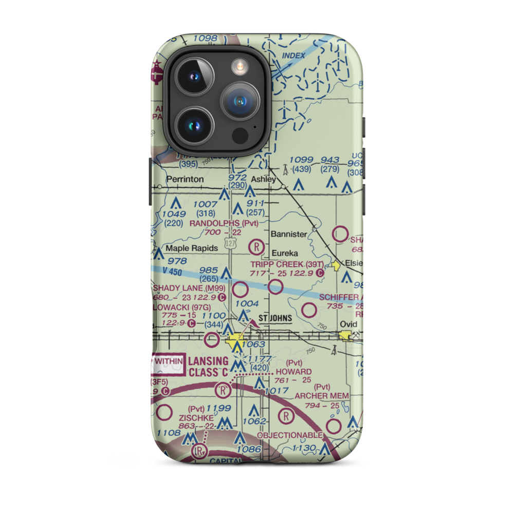 Randolph's Landing Area Airport (61G) VFR Sectional  Tough iPhone Case iPhone 16 Pro Max model shown