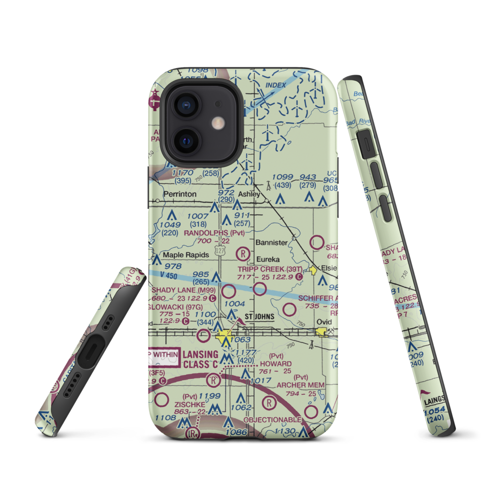 Randolph's Landing Area Airport (61G) VFR Sectional  Tough iPhone Case iPhone 12 model shown