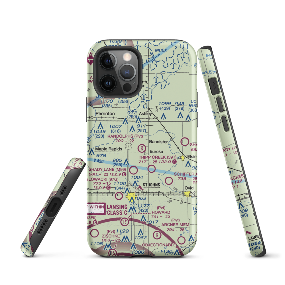 Randolph's Landing Area Airport (61G) VFR Sectional  Tough iPhone Case iPhone 12 Pro model shown