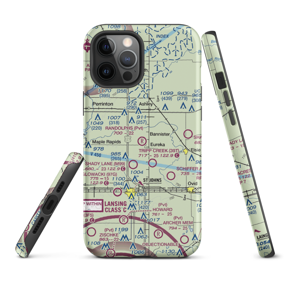 Randolph's Landing Area Airport (61G) VFR Sectional  Tough iPhone Case iPhone 12 Pro Max model shown