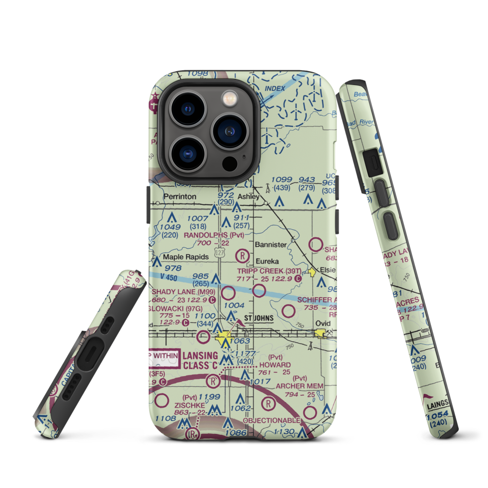 Randolph's Landing Area Airport (61G) VFR Sectional  Tough iPhone Case iPhone 13 Pro model shown