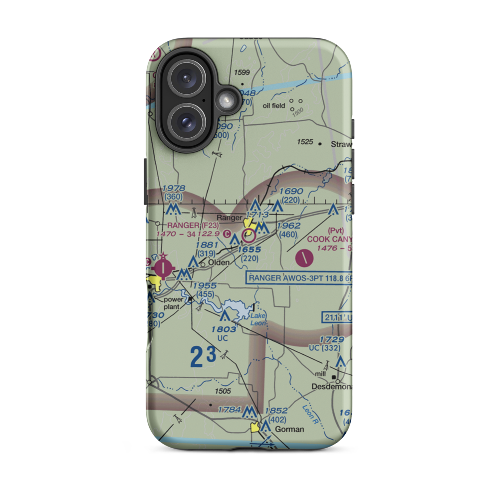 Ranger Municipal Airport (F23) VFR Sectional  Tough iPhone Case iPhone 16 Plus model shown
