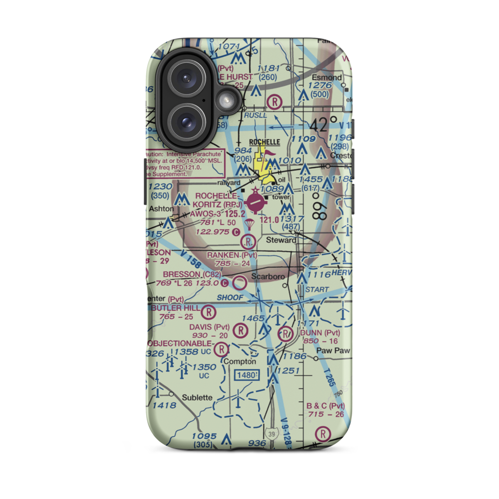 Ranken Airport (4LL0) VFR Sectional  Tough iPhone Case iPhone 16 Plus model shown
