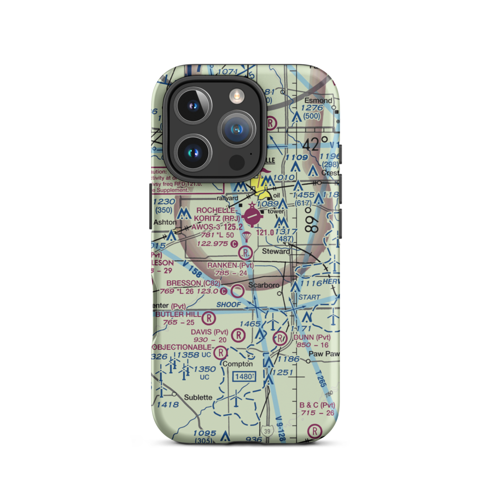 Ranken Airport (4LL0) VFR Sectional  Tough iPhone Case iPhone 16 Pro model shown