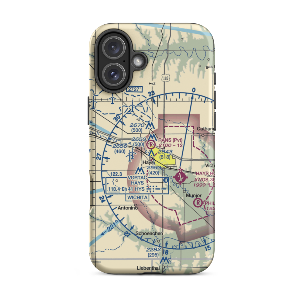 Rans Airport (8KS4) VFR Sectional  Tough iPhone Case iPhone 16 Plus model shown