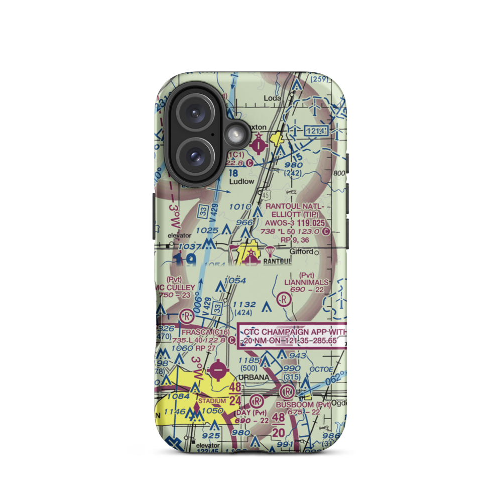 Rantoul National Avn Center-Frank Elliot field (TIP) VFR Sectional  Tough iPhone Case iPhone 16 model shown