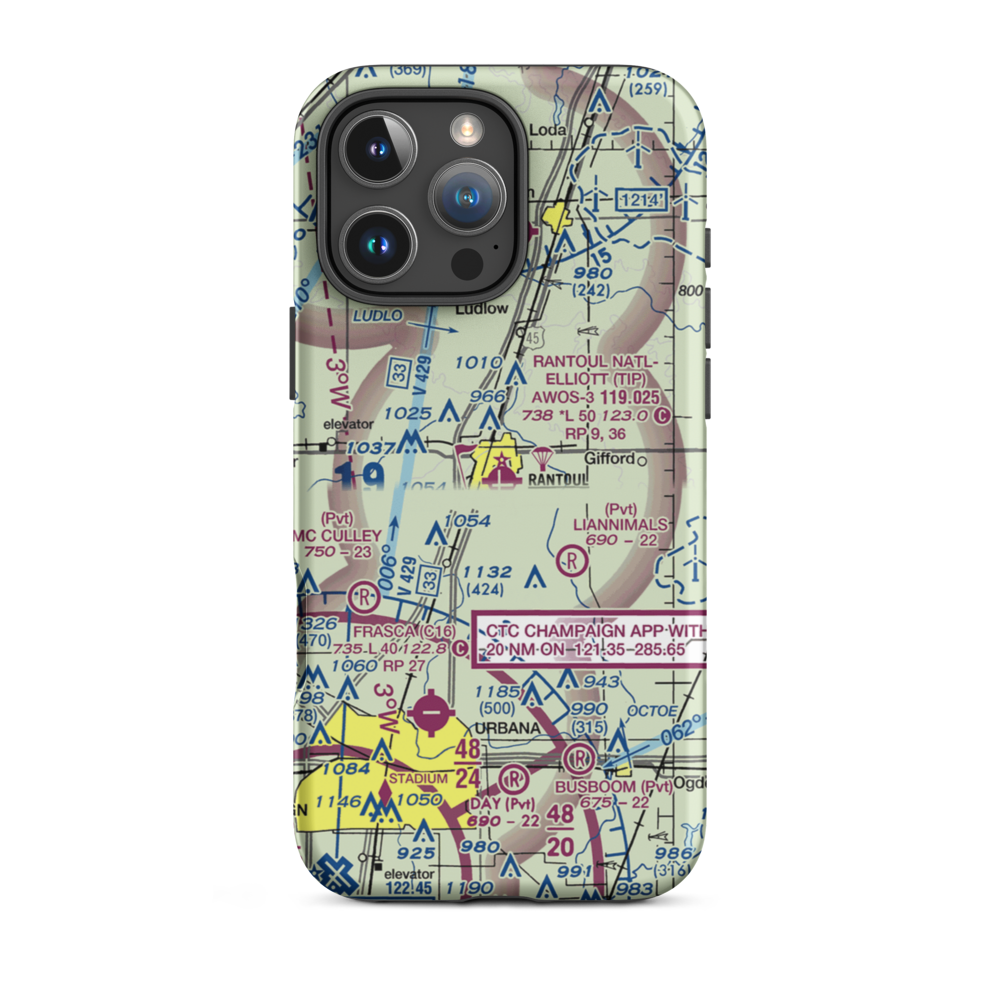 Rantoul National Avn Center-Frank Elliot field (TIP) VFR Sectional  Tough iPhone Case iPhone 16 Pro Max model shown