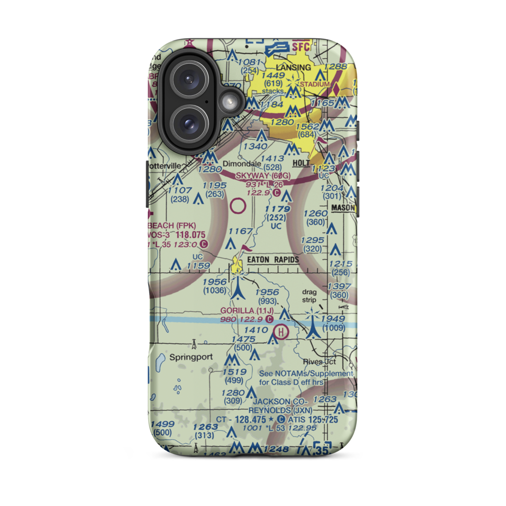 Rapids Airway Airport (04MI) VFR Sectional  Tough iPhone Case iPhone 16 Plus model shown