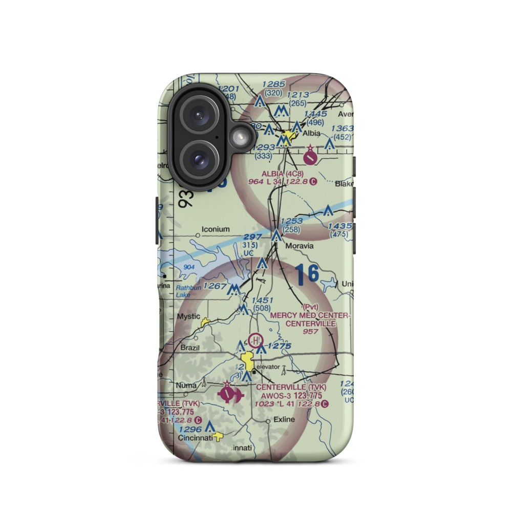 Rathbun Lake Airport (IA05) VFR Sectional  Tough iPhone Case iPhone 16 model shown
