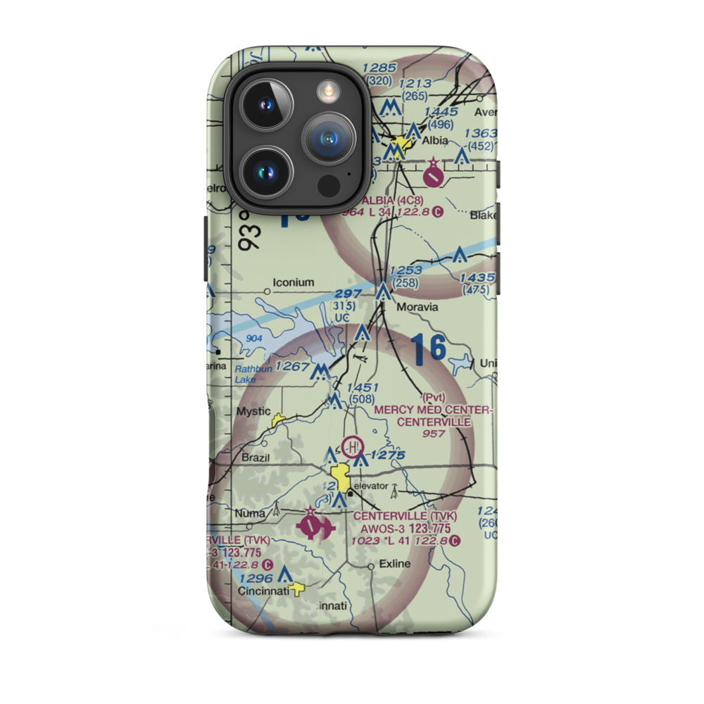 Rathbun Lake Airport (IA05) VFR Sectional  Tough iPhone Case iPhone 16 Pro Max model shown