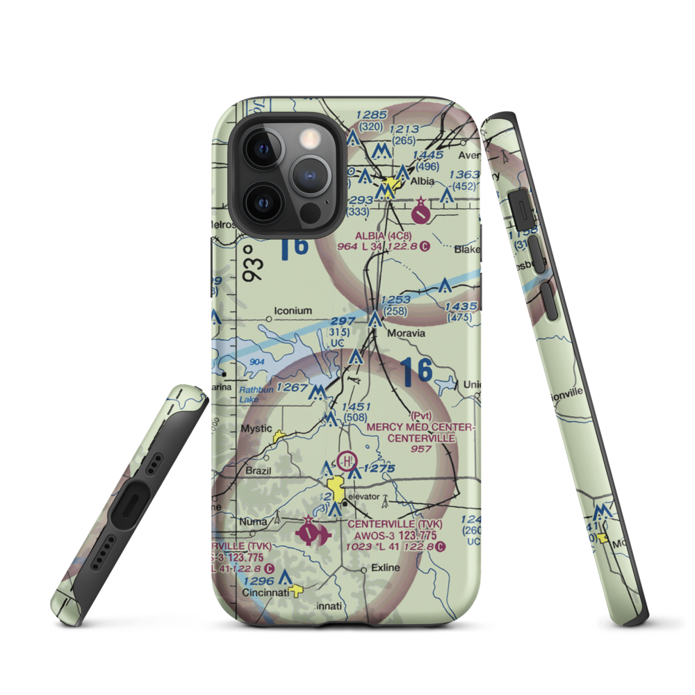 Rathbun Lake Airport (IA05) VFR Sectional  Tough iPhone Case iPhone 12 Pro model shown