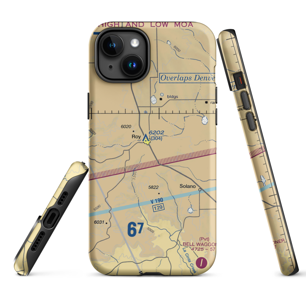 Ray Ranch Airport (NM17) VFR Sectional  Tough iPhone Case iPhone 15 Plus model shown