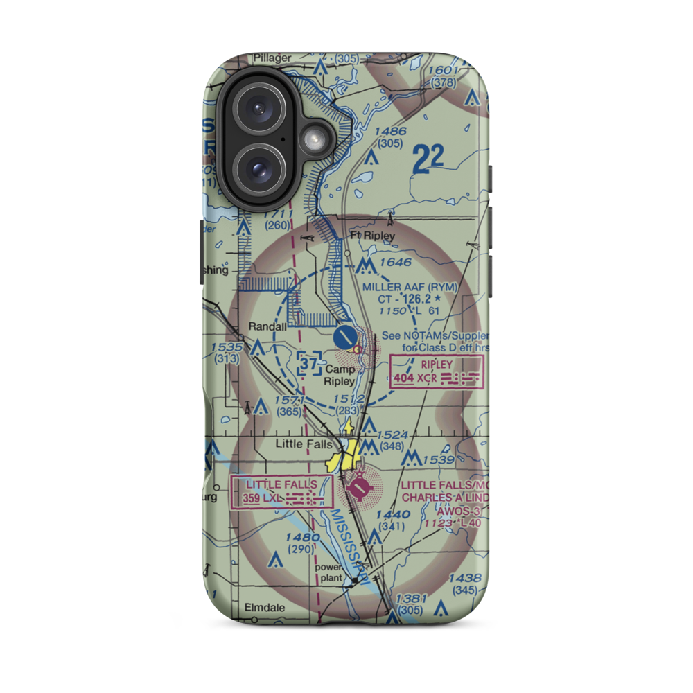 Ray S Miller Army Air Field (RYM) VFR Sectional  Tough iPhone Case iPhone 16 Plus model shown