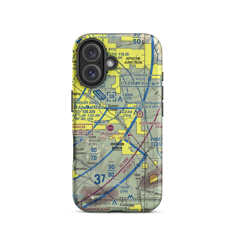 Ray Schnepf Ranch Airport (47AZ) VFR Sectional  Tough iPhone Case iPhone 16 model shown