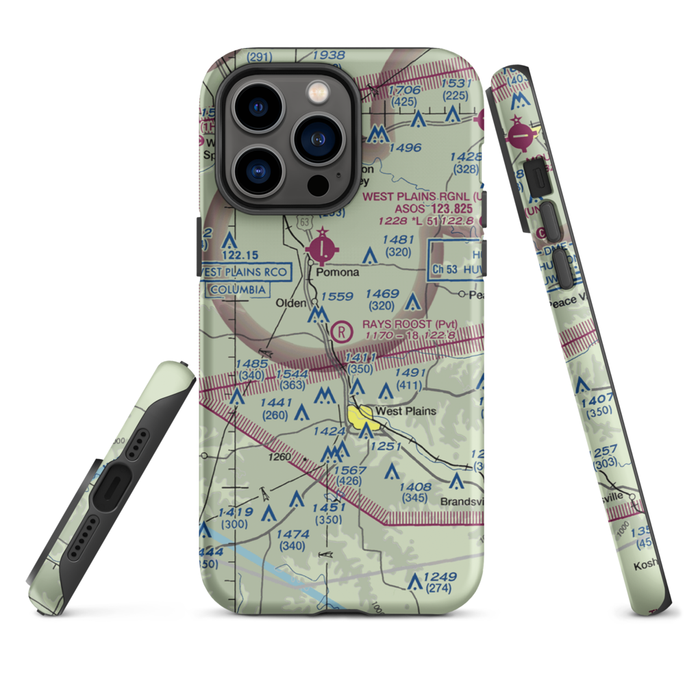 Ray's Roost Airport (94MO) VFR Sectional  Tough iPhone Case iPhone 14 Pro Max model shown