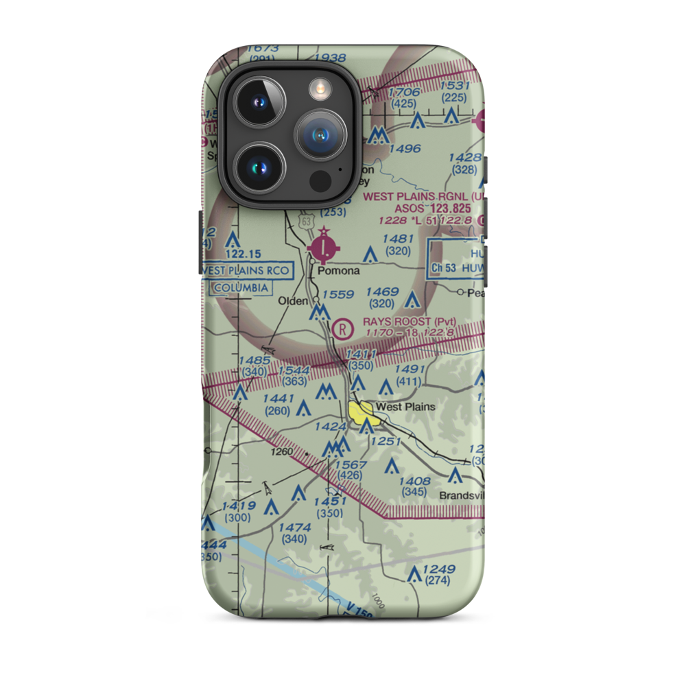 Ray's Roost Airport (94MO) VFR Sectional  Tough iPhone Case iPhone 16 Pro Max model shown