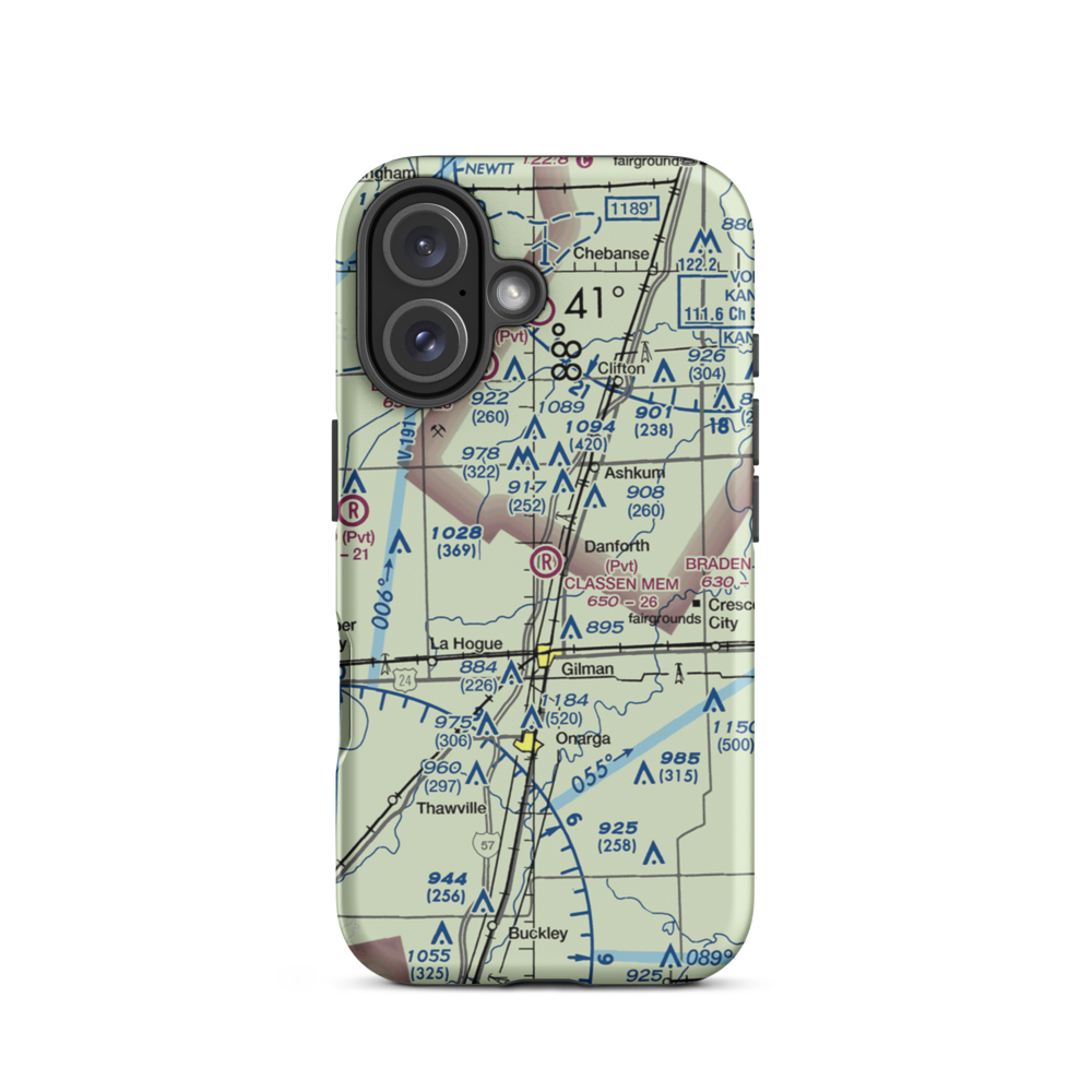 Raymond Classen Memorial Airport (8IS5) VFR Sectional  Tough iPhone Case iPhone 16 model shown