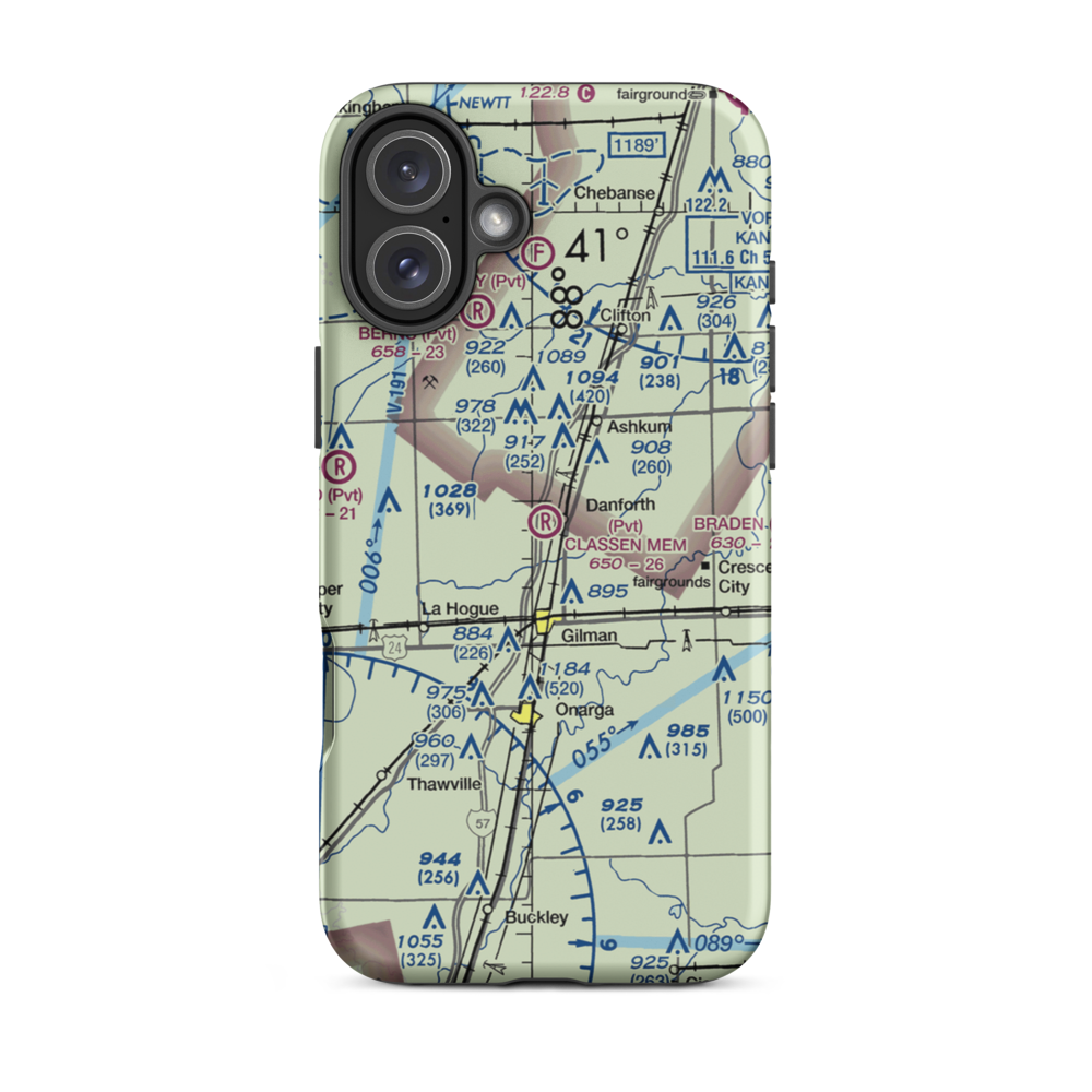 Raymond Classen Memorial Airport (8IS5) VFR Sectional  Tough iPhone Case iPhone 16 Plus model shown