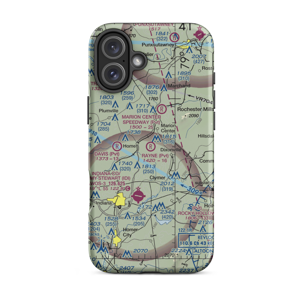 Rayne Airport (PN36) VFR Sectional  Tough iPhone Case iPhone 16 Plus model shown