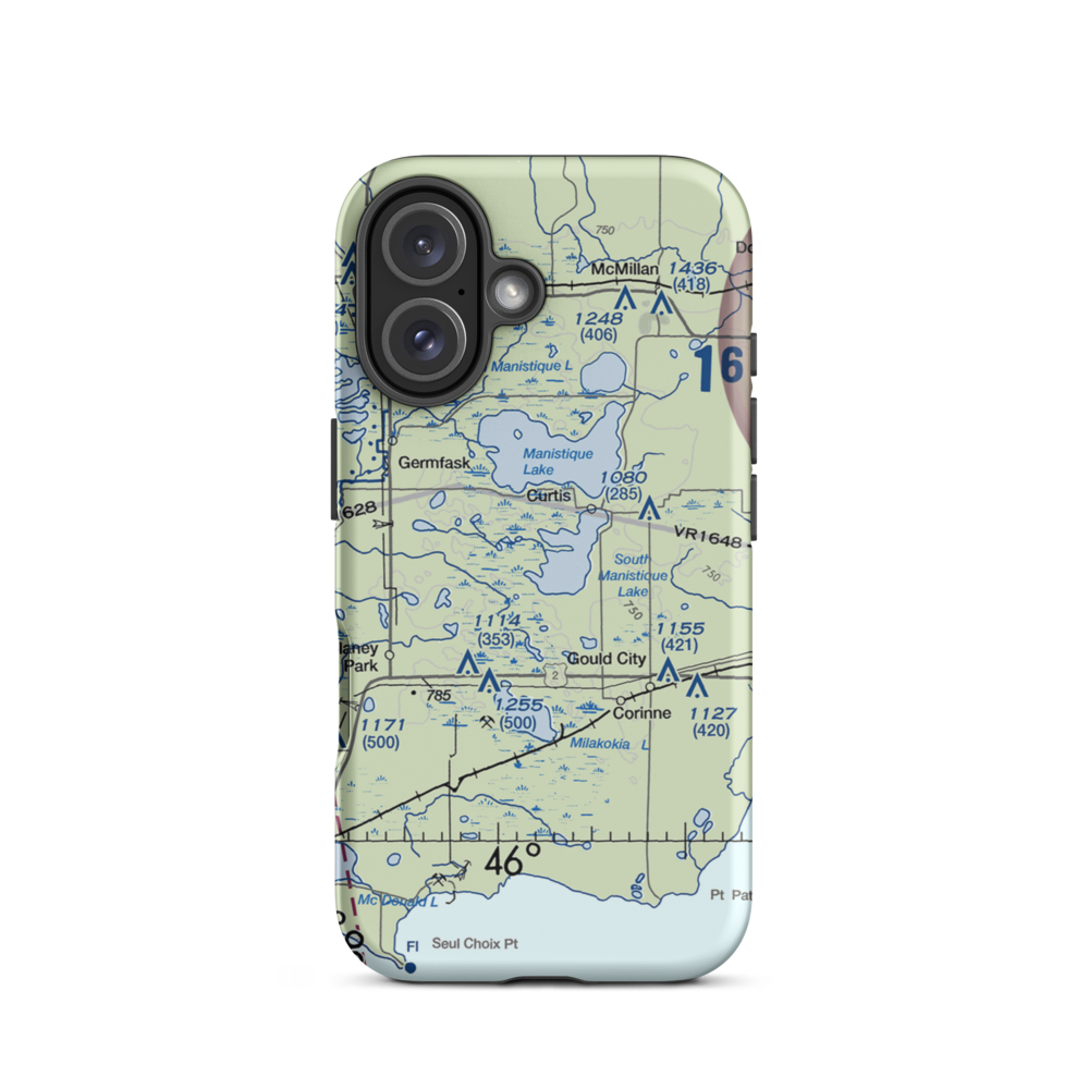 Read Seaplane Base (MI03) VFR Sectional  Tough iPhone Case iPhone 16 model shown