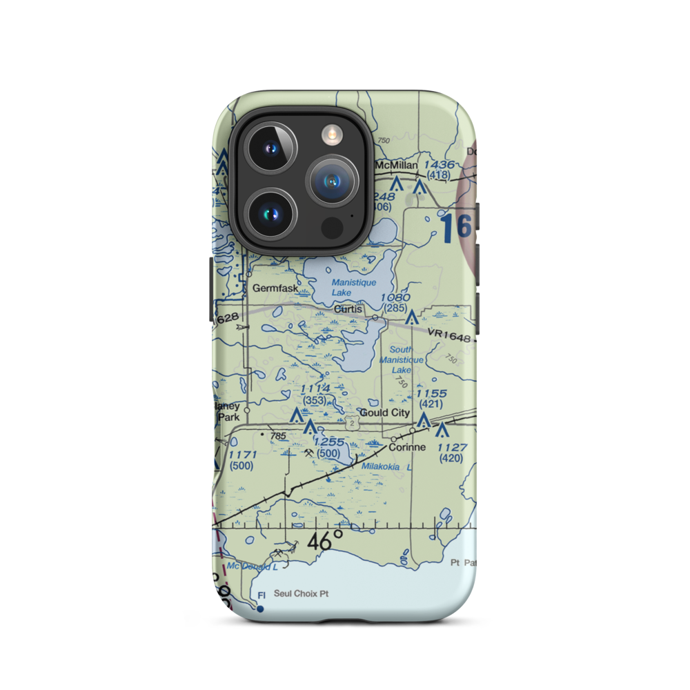 Read Seaplane Base (MI03) VFR Sectional  Tough iPhone Case iPhone 16 Pro model shown