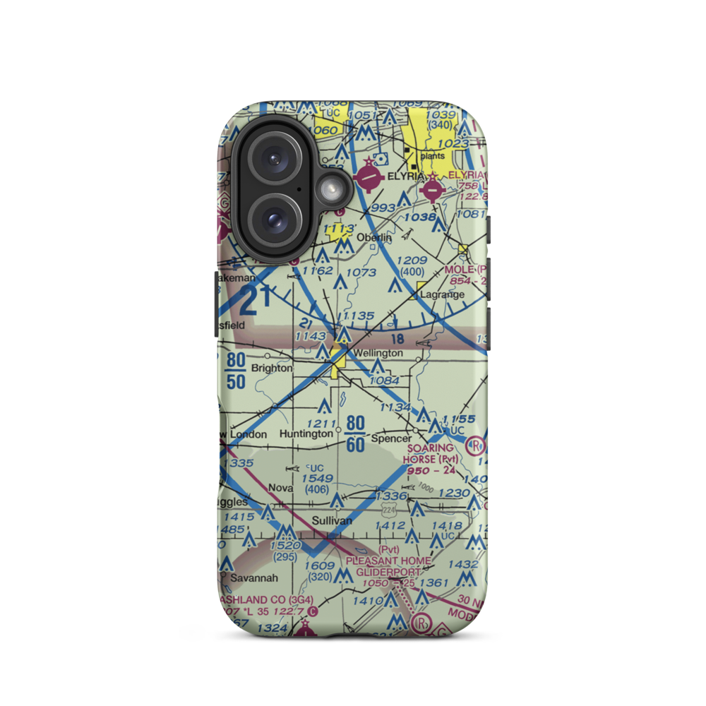 Reader-Botsford Airport (67D) VFR Sectional  Tough iPhone Case iPhone 16 model shown