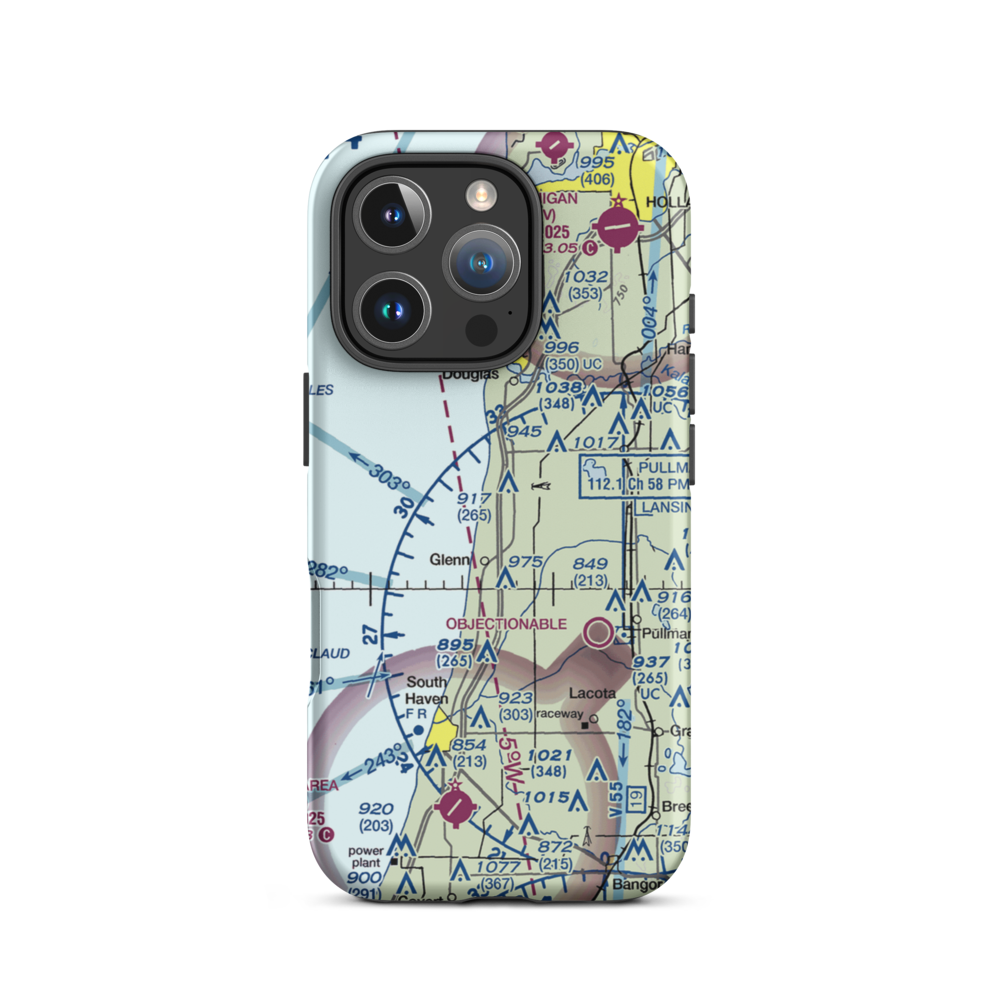 Reading Airport (MI76) VFR Sectional  Tough iPhone Case iPhone 16 Pro model shown