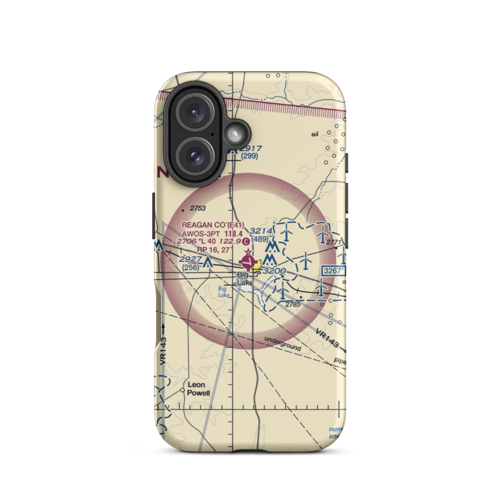Reagan County Airport (E41) VFR Sectional  Tough iPhone Case iPhone 16 model shown
