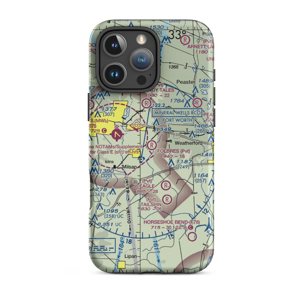 Reb Folbre's Place Airport (TE34) VFR Sectional  Tough iPhone Case iPhone 16 Pro Max model shown